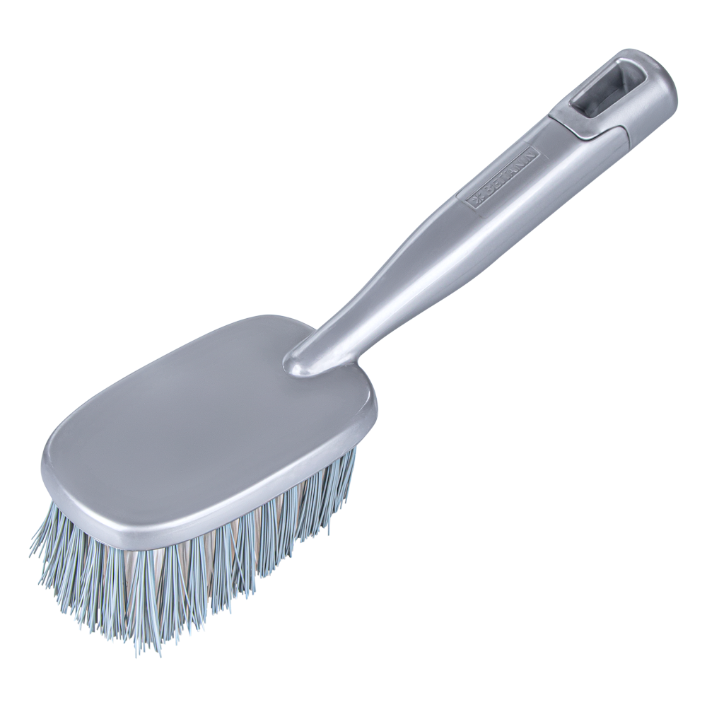 SuperPro Portugal | SuperPro Portugal SuperPro Portugal ESCOVA PLASTICA MULTIUSO CINZA ESCOVA PLASTICA MULTIUSO CINZA ESCOVA PLÁSTICA MULTIUSO CINZA Indicada para limpeza pesada de diversos ambientes. Contém cerdas reforçadas e cabo estendido, evitando o contato com a área a ser limpa. FICHA TÉCNICA DIMENSÕES DO PRODUTO 255 x 68 x 100mm PESO PEÇA 110g APRESENTAÇÃO Caixa com 12 peças. CUBAGEM 0,01133 m³ DIMENSÕES DA EMBALAGEM 440 x 250 x 103mm PESO LIQUIDO EMBALAGEM 1,29 kg PESO BRUTO EMBALAGEM 1,5 kg EAN 7908057012485 DUN 17908057012482 | 139 Escova multiuso cinzenta de cerdas reforçadas SuperPro Bettanin, referência SP9148CZ
