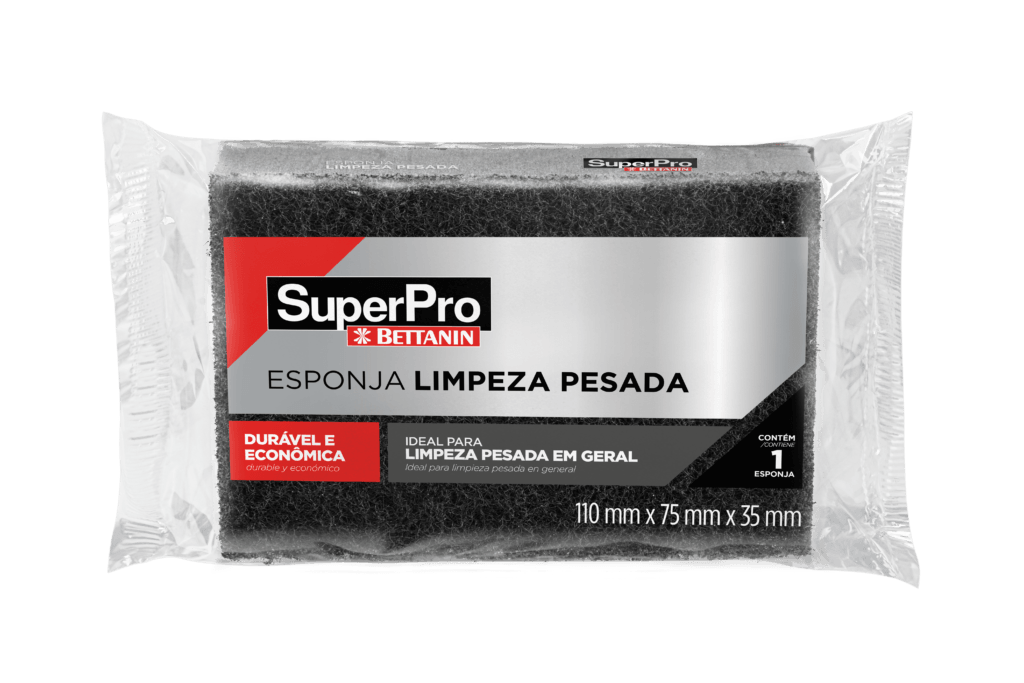 SuperPro Portugal | SuperPro Portugal SuperPro Portugal ESPONJA GRILL ESPONJA GRILL ESPONJA GRILL Remove toda sujeira e gorduras impregnadas em churrasqueiras, grelhas, espetos, fornos, panelas de ferro e chapas. Medidas 11x7,5x3,5cm Medidas da Caixa 44x21.5x23.5cm Código de Barras 7898509283092 Quantidade cx.c/60unid. Código de Barras da Caixa 17898509283099 Peso Liquido 1516666666666660 Peso Bruto 1416666666666660 Classificação Fiscal 68053090 Volume 22231 Composição fibra sintética com abrasivo e espuma de poliuretano Indicação de Uso Limpeza pesada chapas EAN 7898509283092 Dun 17898509283099 Bruto 1.280 g Liquido 1.001 g Dimensões 440 x 200 x 235 Especificações técnicas Esponja altamente abrasiva. Embaladas individualmente. Quantidade por embalagem 60 Cubagem 0,02068 Dimensões da embalagem 440 x 200 x 235 Aplicação Indicado para limpeza de grelhas, espetos, coifas, chapas, etc. Paletização 16 x 7 Validade Indeterminada | 112 Embalagem da esponja de limpeza pesada preta SuperPro Bettanin, referência 9499