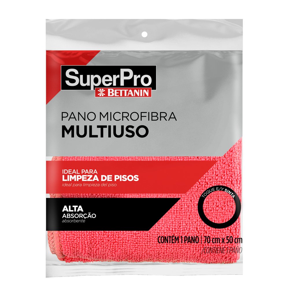 SuperPro Portugal | SuperPro Portugal SuperPro Portugal PANO MICROFIBRA MULTIUSO VERMELHO PANO MICROFIBRA MULTIUSO VERMELHO PANO MICROFIBRA MULTIUSO VERMELHO DIMENSÕES DO PRODUTO 70 X 50CM COMPOSIÇÃO POLIÉSTER E POLIAMIDA PESO 1,8 Kg GRAMATURA 200g/m2 INDICAÇÃO DE USO O pano microfibra multiuso pode ser usado sem adição de produtos químicos. Pode ser usado a seco para remover poeiras e dar brilho. Aplicado também levemente úmido, para limpar a maioria das superfícies laváveis. VOLUME 0,00197m3 DIMENÕES DA EMBALAGEM 320 X 220 X 260cm PESO BRUTO 2,1 Kg UNIDADES NA CAIXA 24 UNIDADES COM 1 PANO CADA EAN 7908057012980 DUN 17908057012987 | 107 Pano de microfibra multiuso vermelho de 70 × 50 cm SuperPro Bettanin, referência SP9329VR
